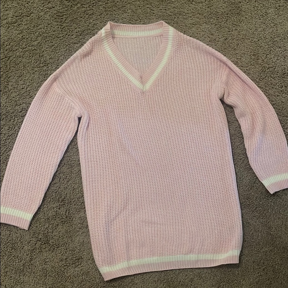 Pink V-Neck Women's Sweater